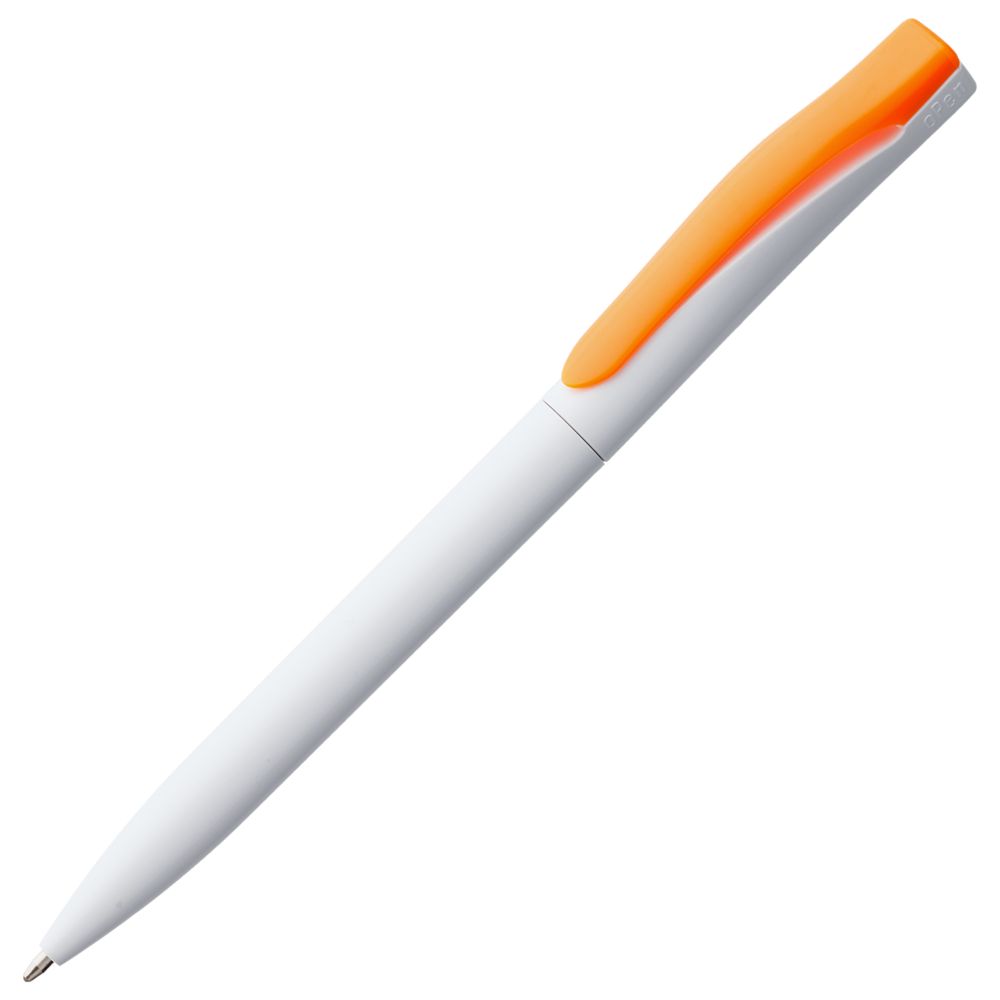 Ручка шариковая Pin, белая с оранжевым / Миниатюра WWW (1000)