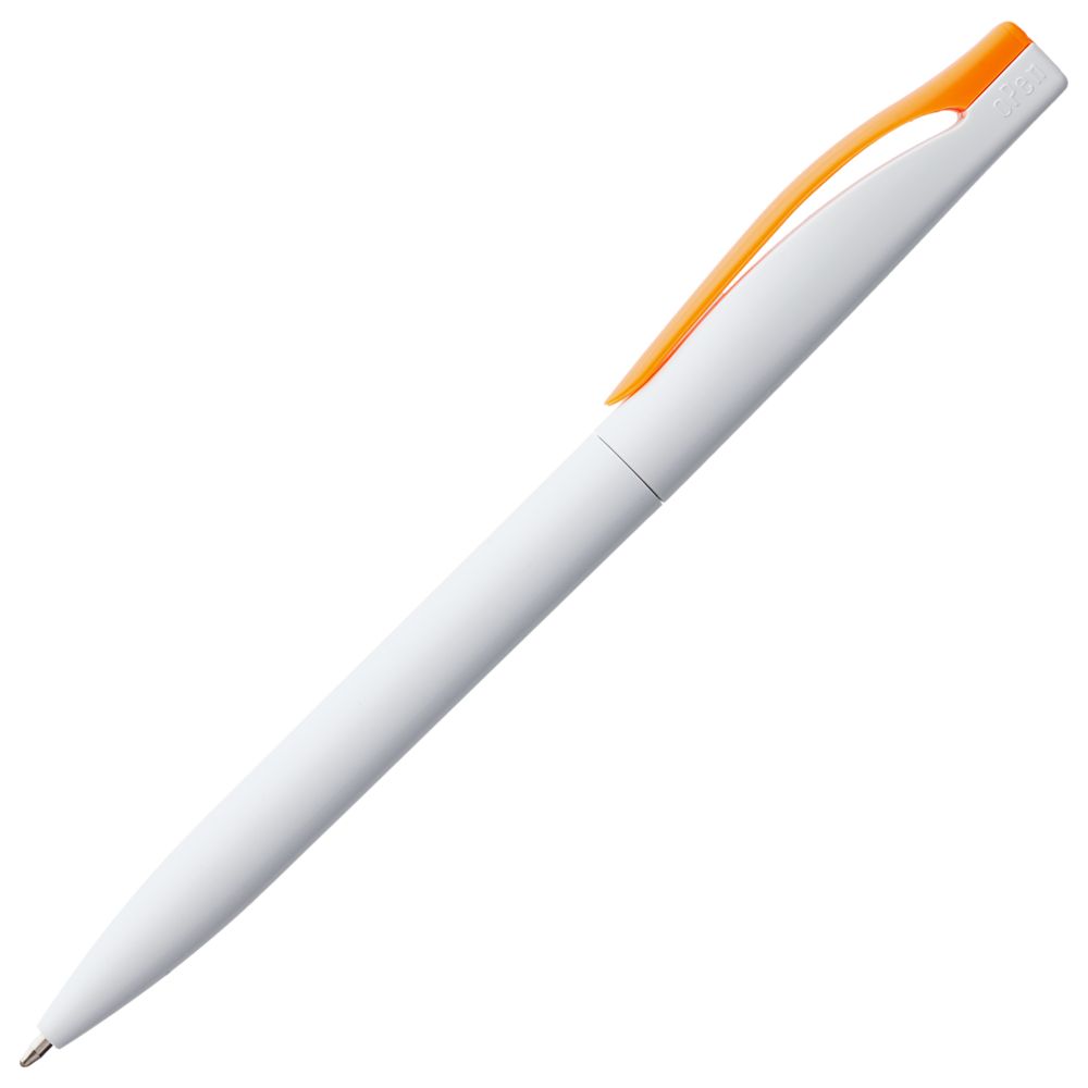 Ручка шариковая Pin, белая с оранжевым / Миниатюра WWW (1000)