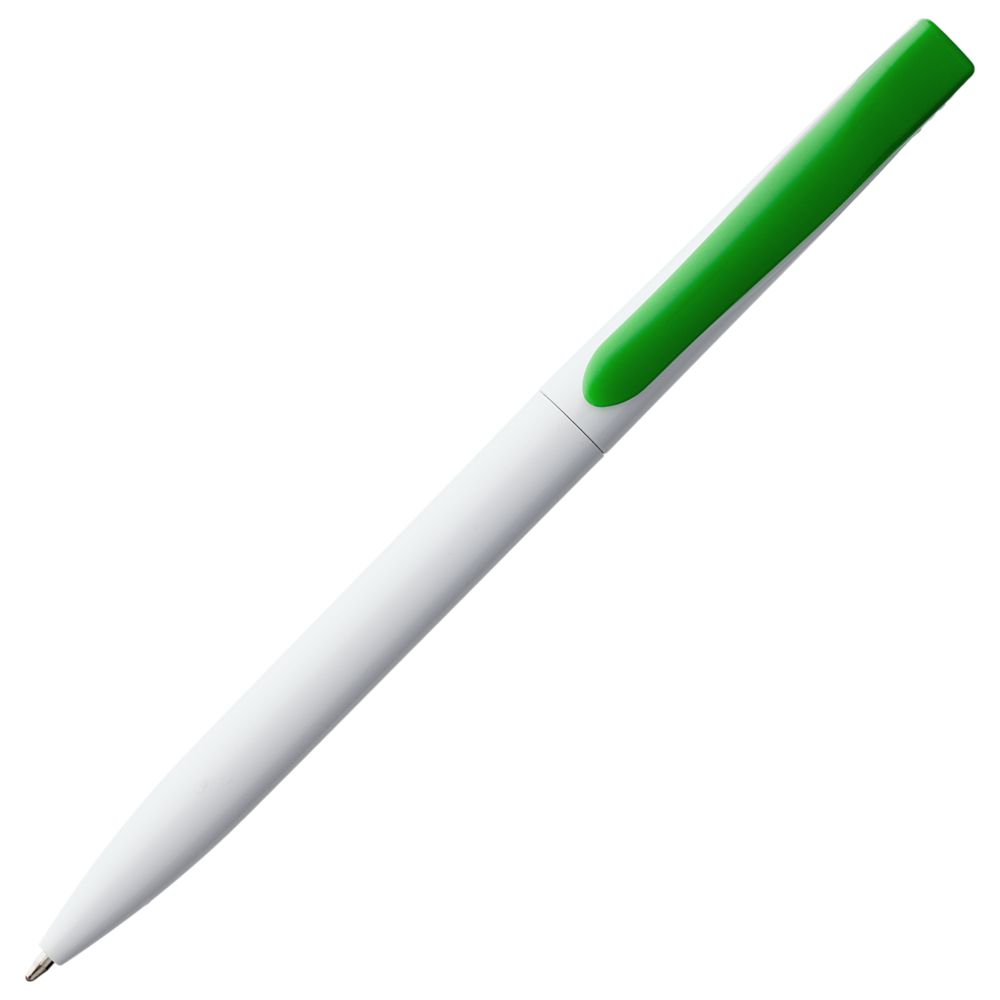 Ручка шариковая Pin, белая с зеленым / Миниатюра WWW (1000)