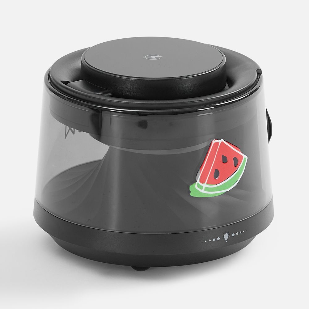 Bluetooth-колонка с подсветкой и беспроводной зарядкой Quantium, черная / Миниатюра нанесения (1000)