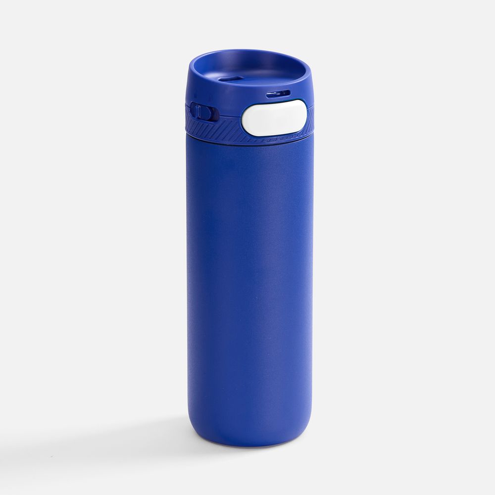 Термостакан X1 с цветной кнопкой, синий с белым / Миниатюра WWW (1000)