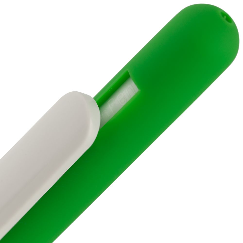 Ручка шариковая Slider Soft Touch, зеленая с белым / Миниатюра WWW (1000)