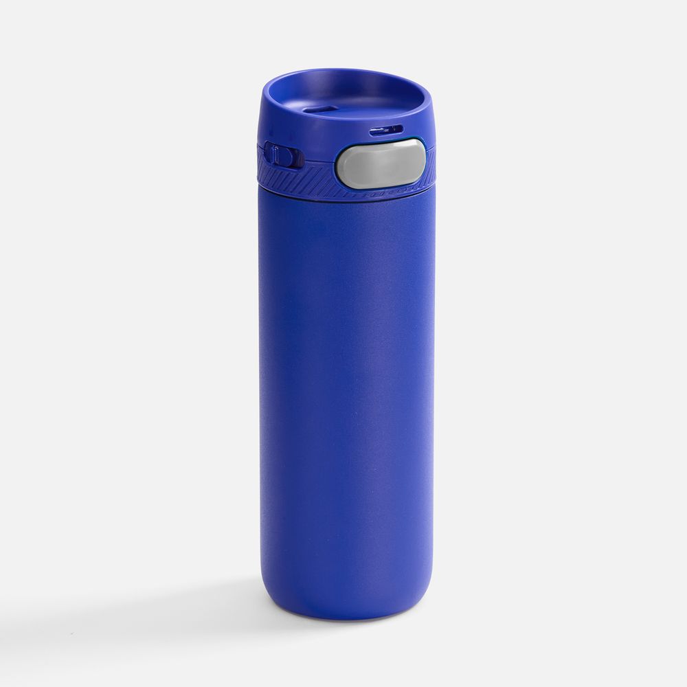 Термостакан X1 с цветной кнопкой, синий с серым / Миниатюра WWW (1000)