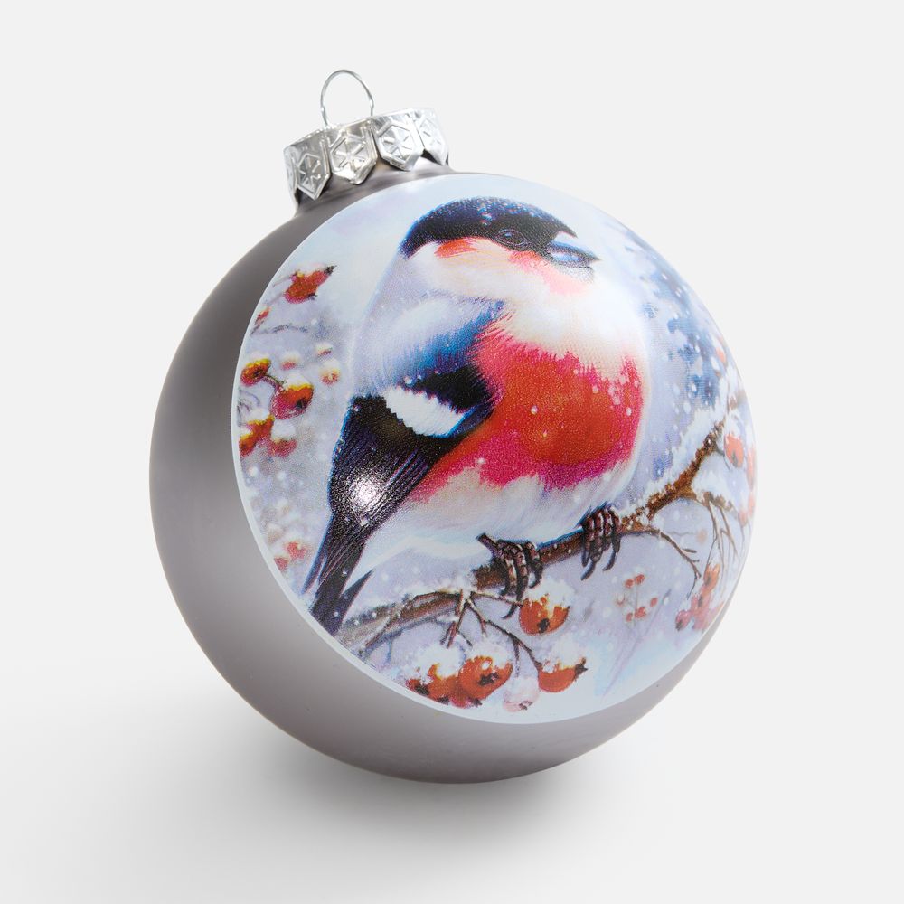 Елочный шар Finery Matt, 10 см, матовый серебристый / Миниатюра WWW (1000)