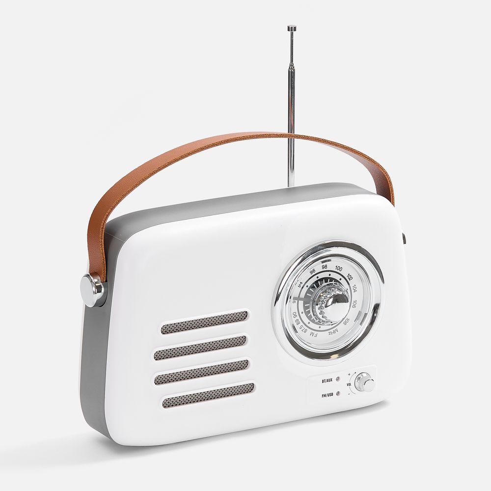 Bluetooth-колонка с радио Retronica, белая / Миниатюра WWW (1000)