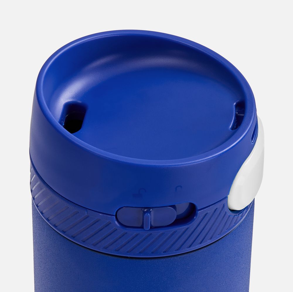 Термостакан X1 с цветной кнопкой, синий с белым / Миниатюра WWW (1000)