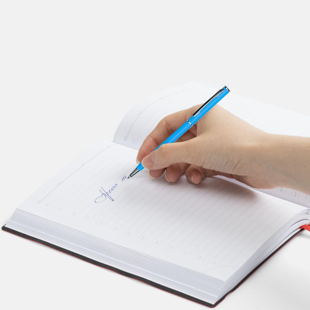 Ручка шариковая Hotel Chrome, ver.2, матовая голубая / Миниатюра WWW (1000)