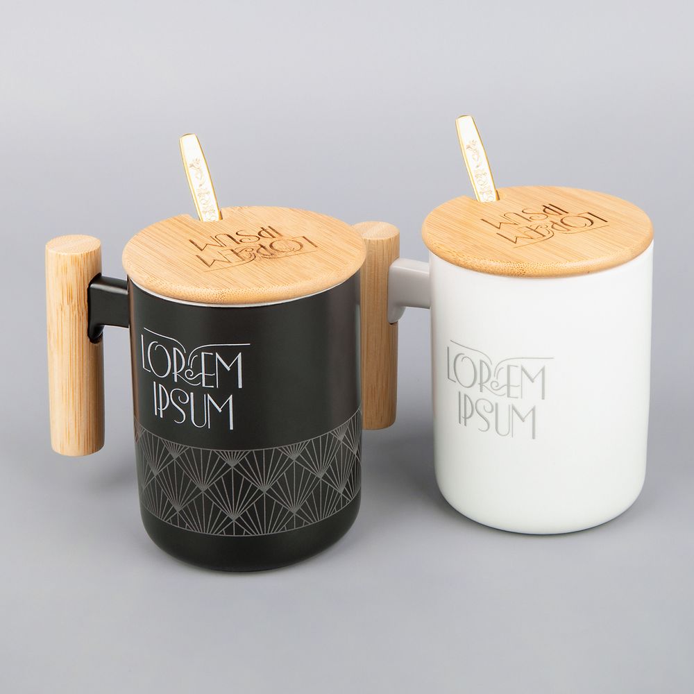 Кружка с ложкой Eco Fusion, черная / Миниатюра WWW (1000)