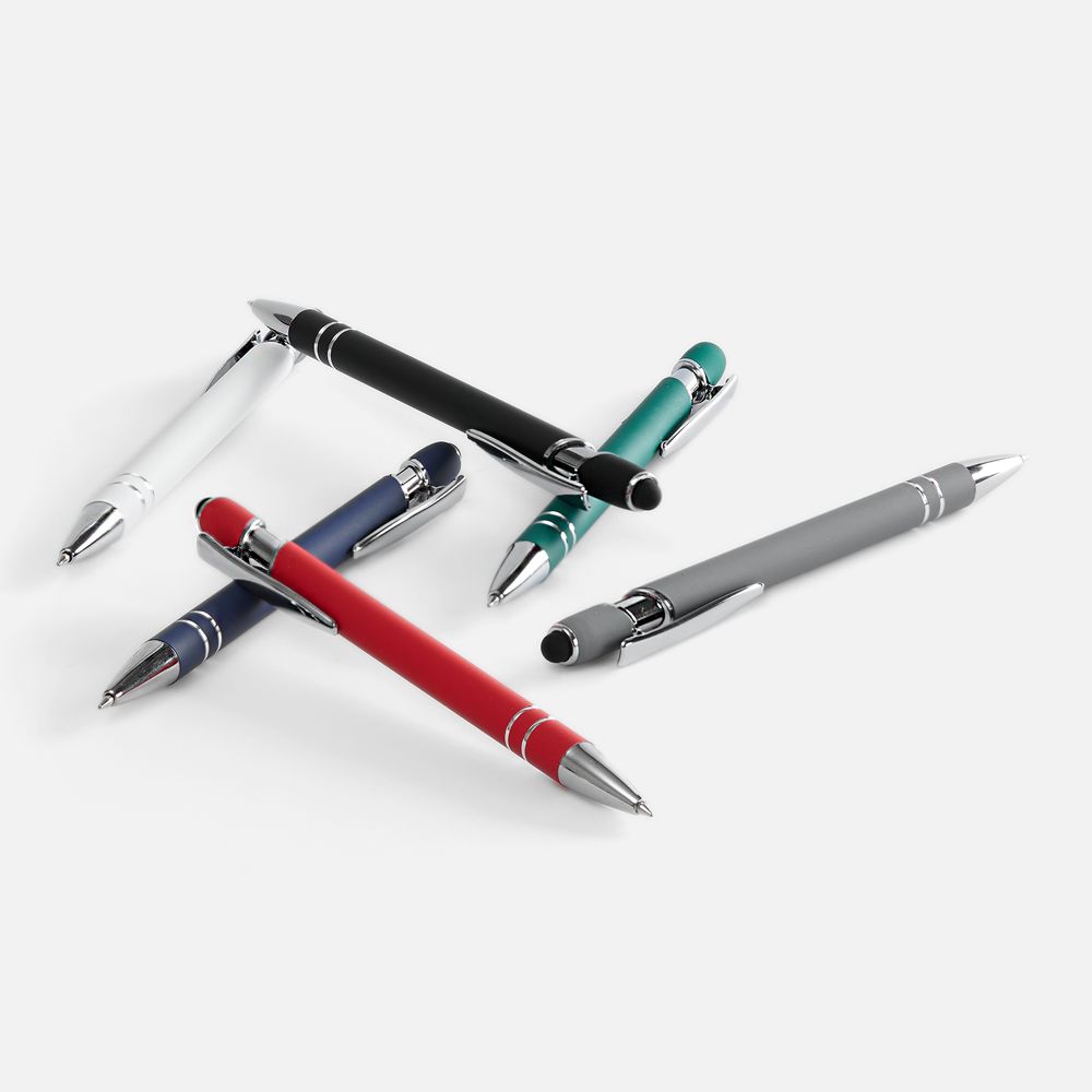 Ручка шариковая Pointer Soft Touch со стилусом, белая / Миниатюра WWW (1000)