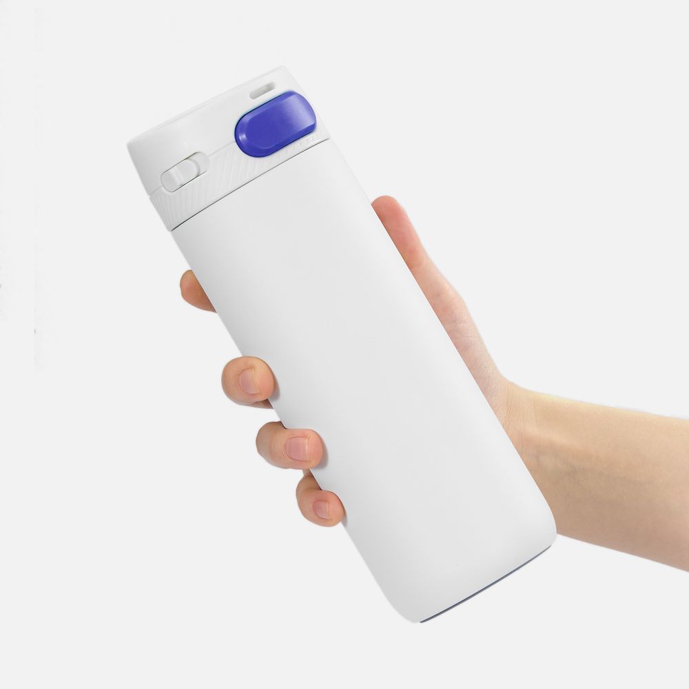 Термостакан X1 с цветной кнопкой, белый с синим / Миниатюра WWW (1000)