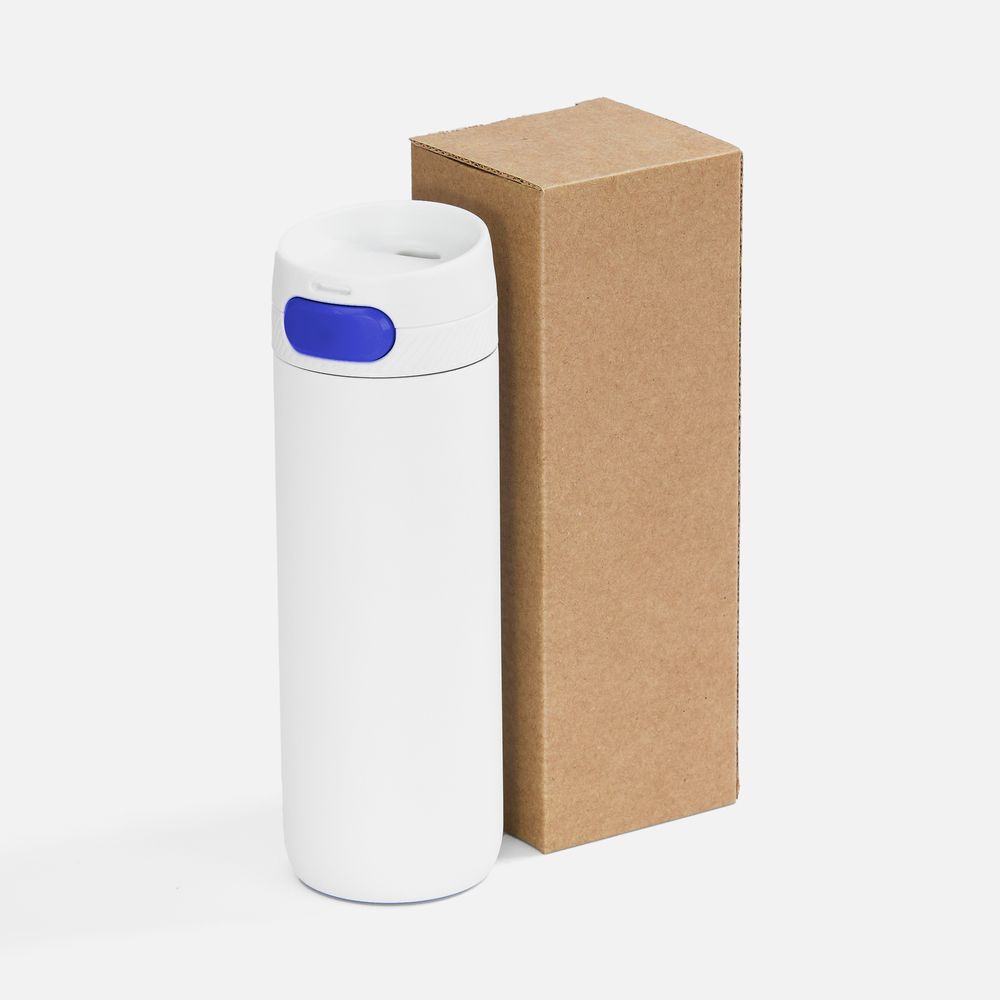 Термостакан X1 с цветной кнопкой, белый с синим / Миниатюра WWW (1000)