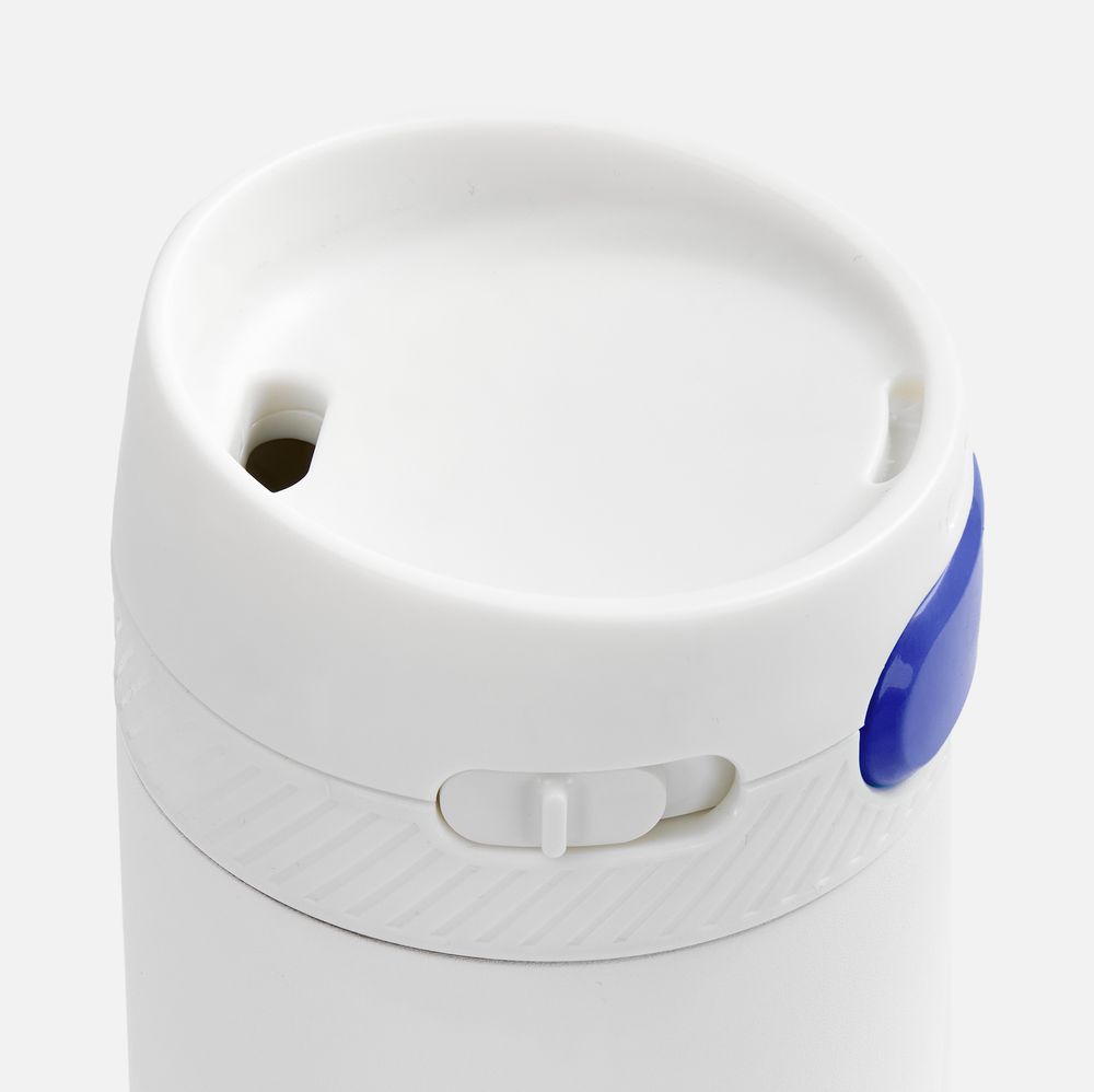 Термостакан X1 с цветной кнопкой, белый с синим / Миниатюра WWW (1000)