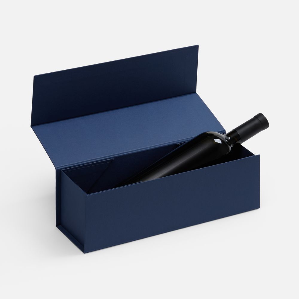 Коробка складная под бутылку Color Jacket Fold, темно-синяя / Миниатюра WWW (1000)