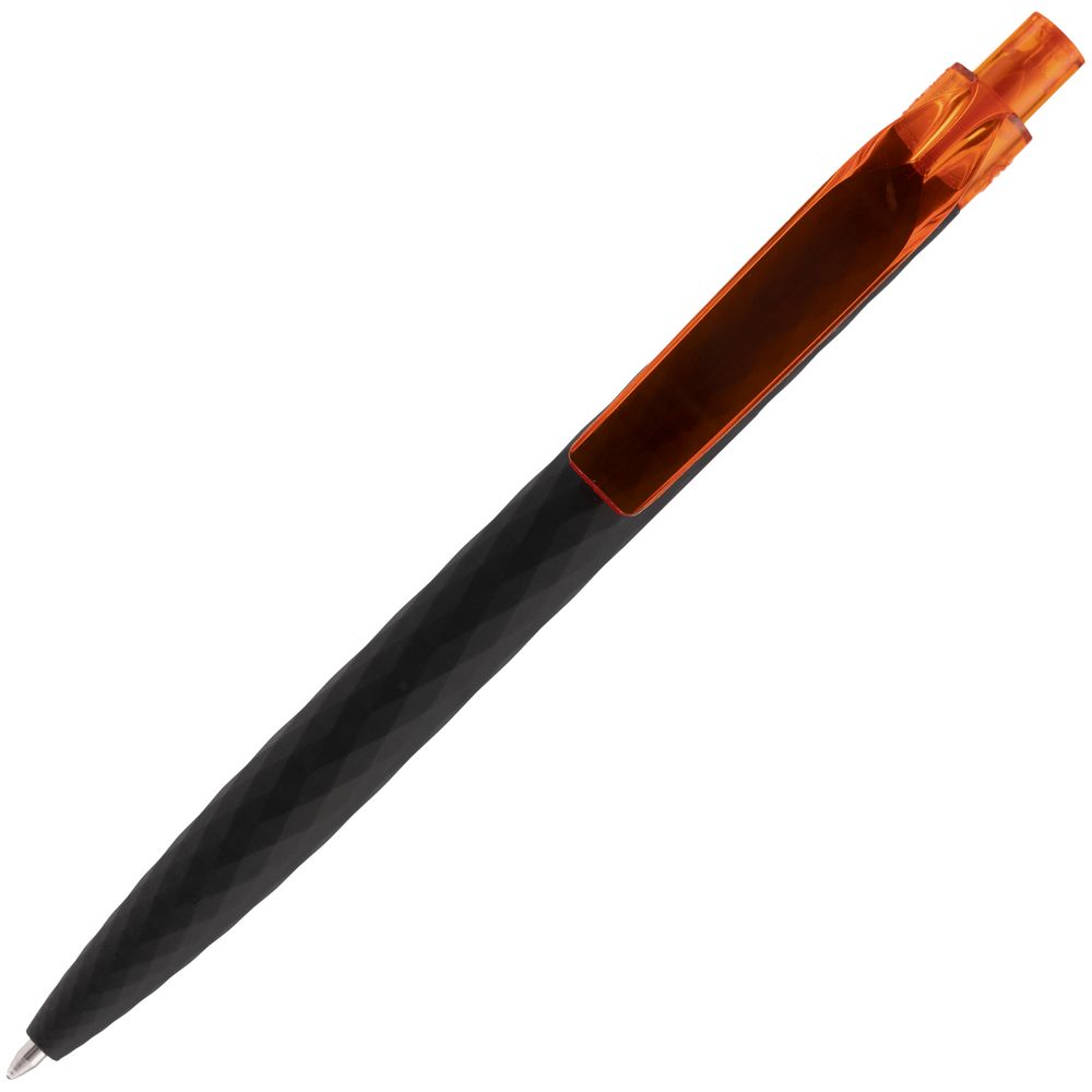 Ручка шариковая Prodir QS01 PRT-P Soft Touch, черная с оранжевым / Миниатюра WWW (1000)