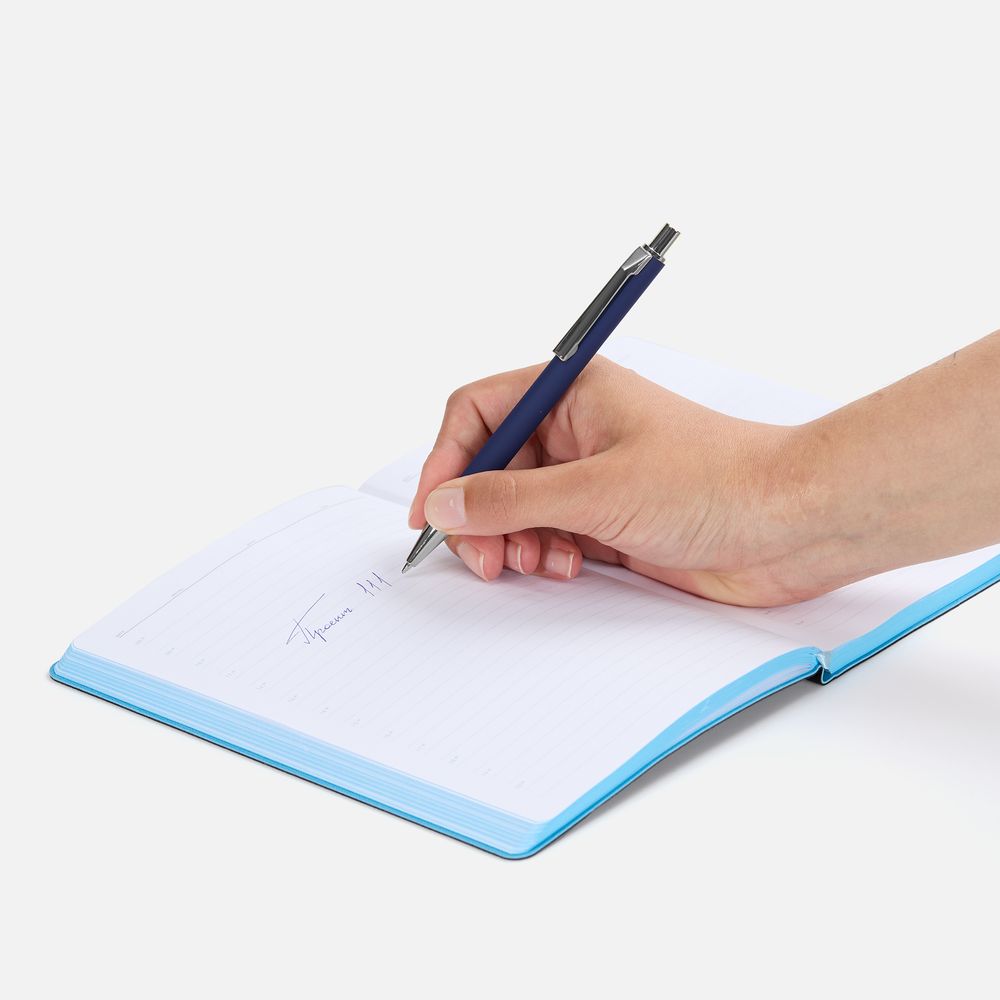 Ручка шариковая Lobby Soft Touch Chrome, синяя / Миниатюра WWW (1000)