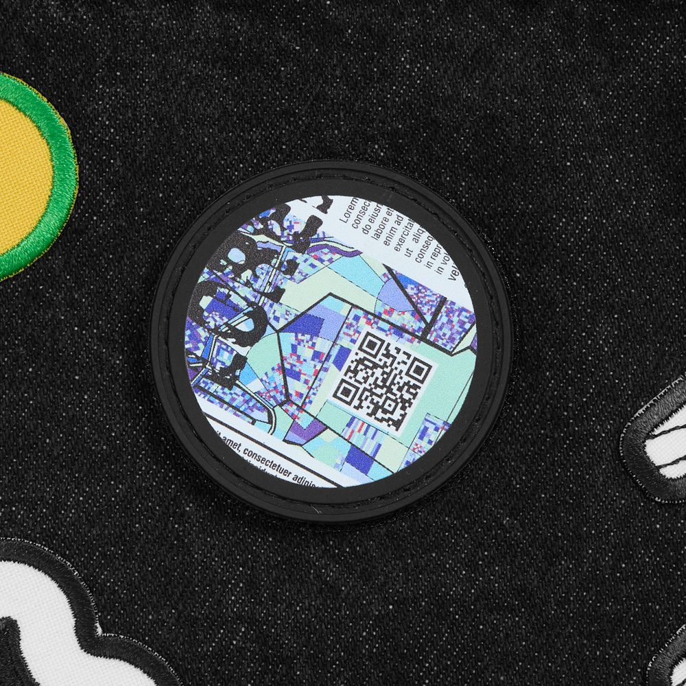 Лейбл из ПВХ с липучкой Menteqo Round, черный / Миниатюра нанесения (1000)