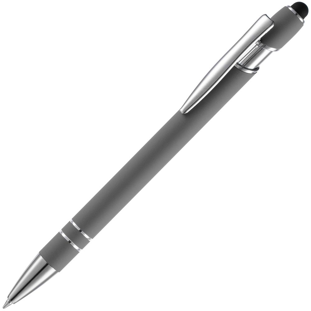 Ручка шариковая Pointer Soft Touch со стилусом, серая / Миниатюра WWW (1000)