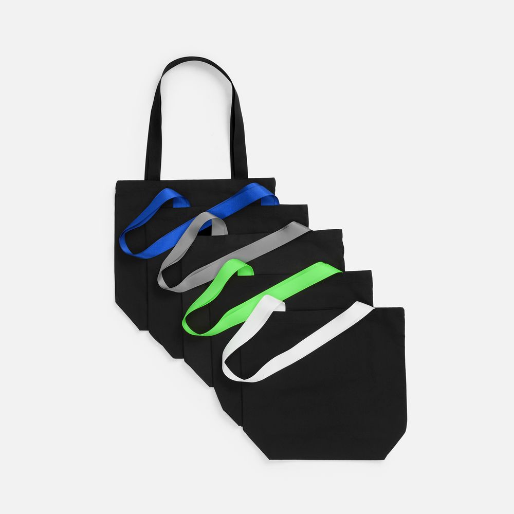 Шопер B5, черный с широкими белыми ручками / Миниатюра WWW (1000)