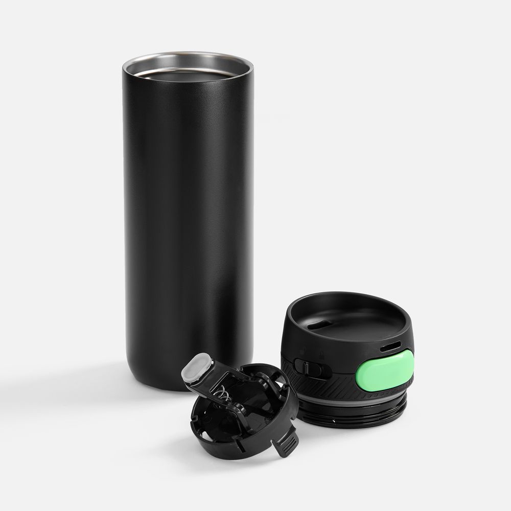 Термостакан X1 с цветной кнопкой, черный с зеленым / Миниатюра WWW (1000)