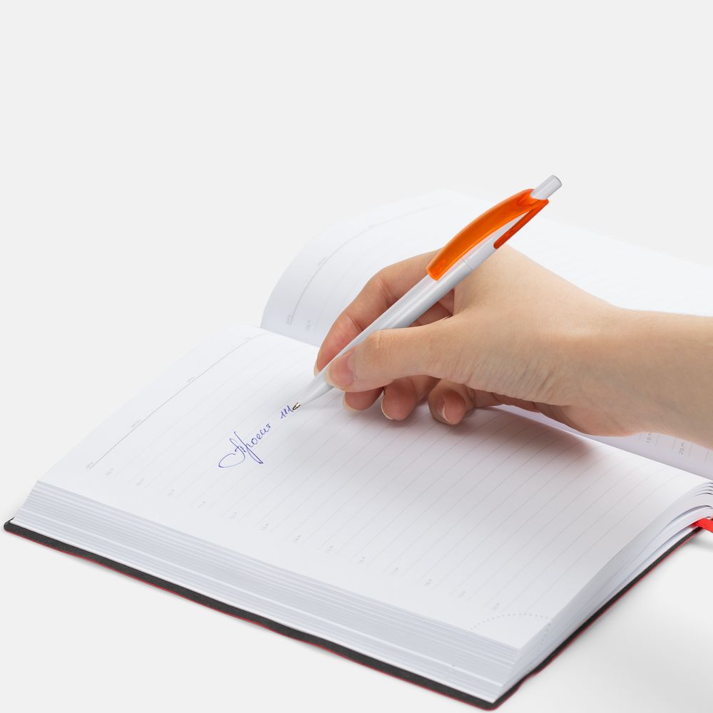 Ручка шариковая Bento, белая с оранжевым / Миниатюра WWW (1000)