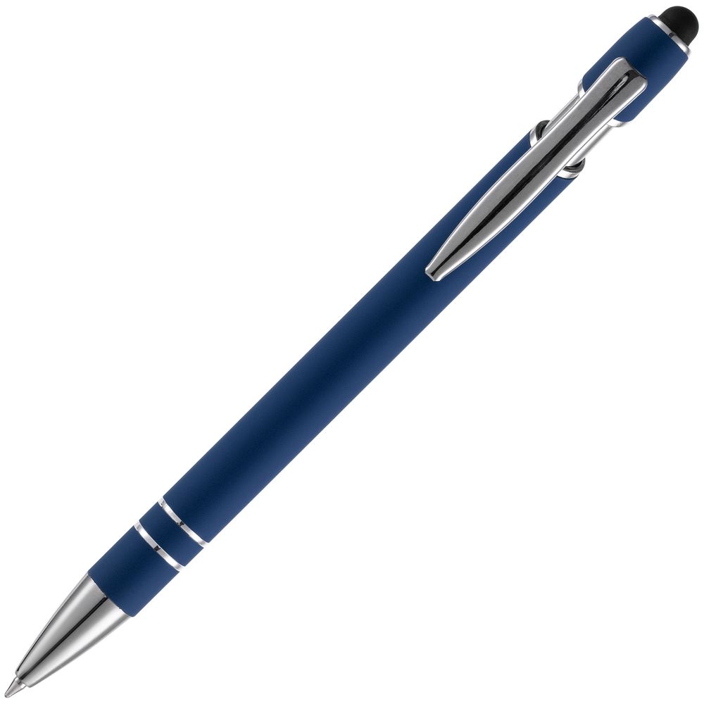 Ручка шариковая Pointer Soft Touch со стилусом, темно-синяя / Миниатюра WWW (1000)