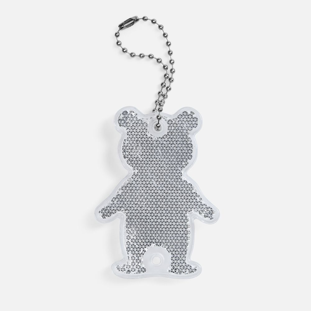 Пешеходный светоотражатель с цепочкой «Мишка», белый / Миниатюра WWW (1000)