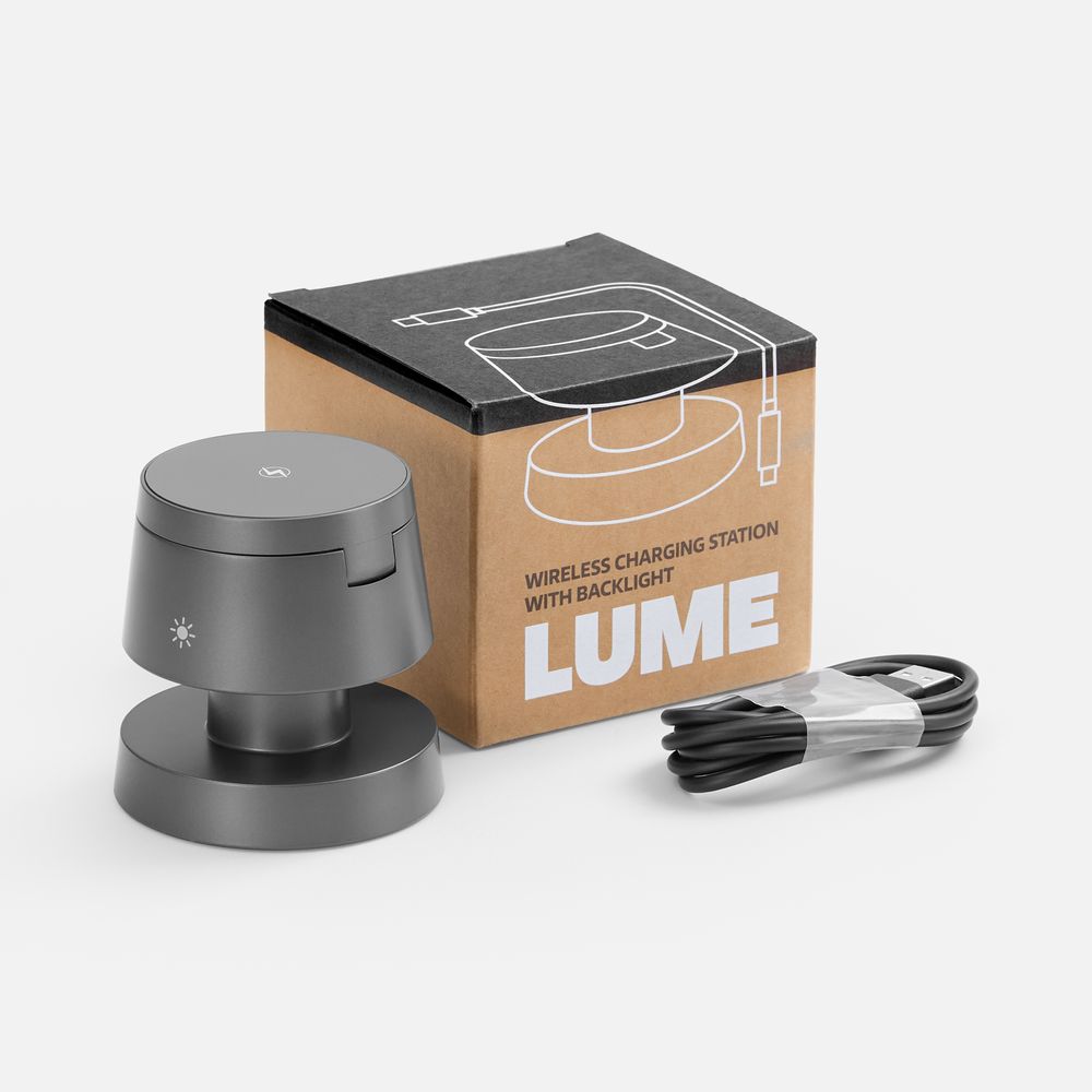 Станция беспроводной зарядки с подсветкой Lume, серая / Миниатюра WWW (1000)
