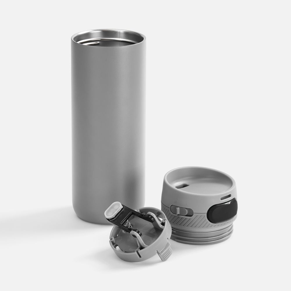 Термостакан X1 с цветной кнопкой, серый с черным / Миниатюра WWW (1000)