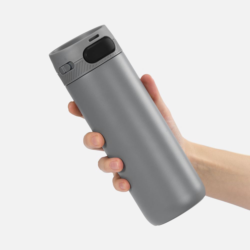 Термостакан X1 с цветной кнопкой, серый с черным / Миниатюра WWW (1000)