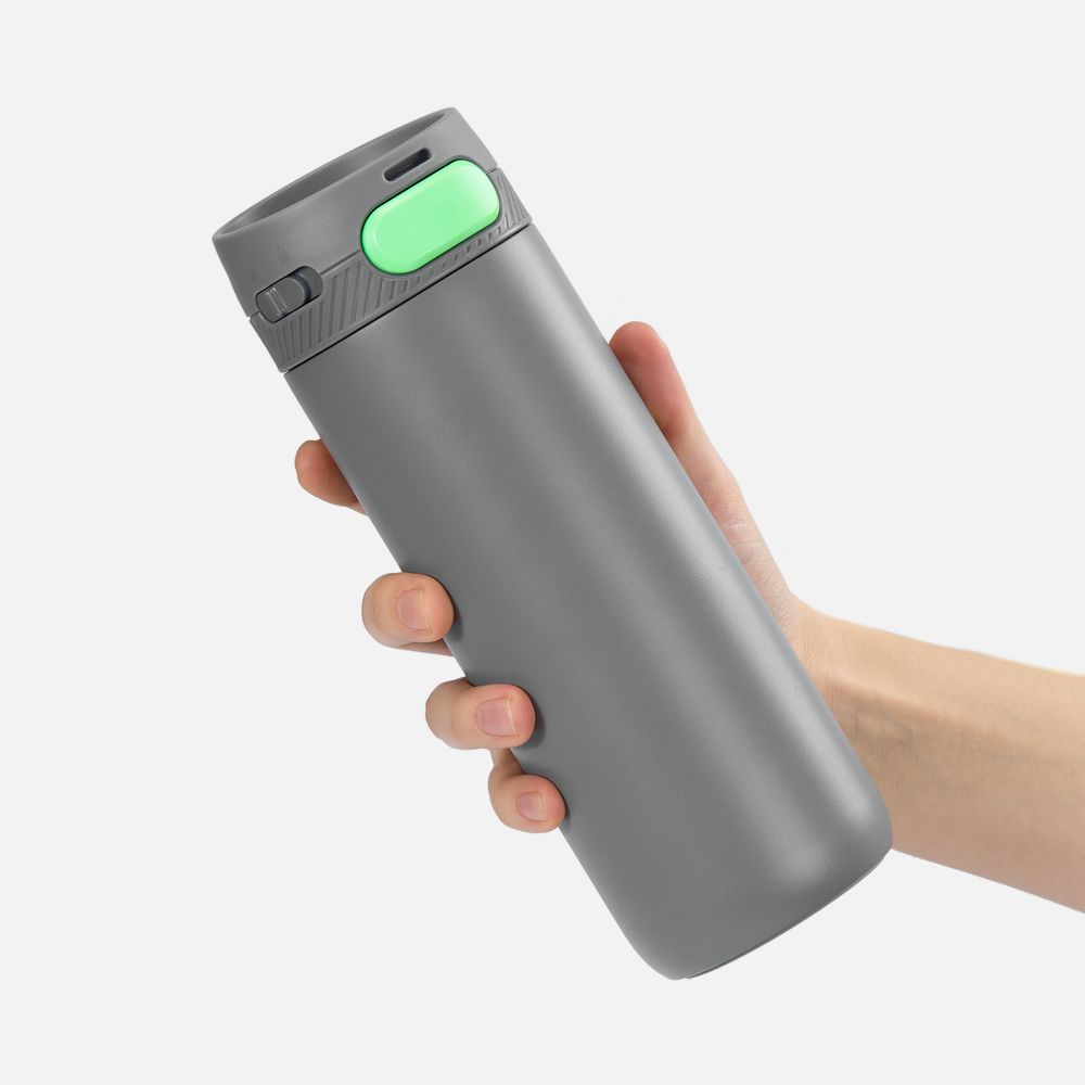 Термостакан X1 с цветной кнопкой, серый с зеленым / Миниатюра WWW (1000)