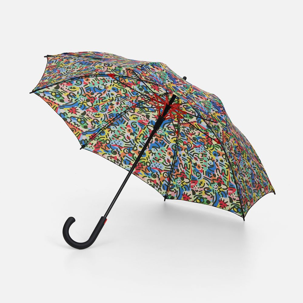 Зонт-трость Undercolor с полной запечаткой на заказ, с красными спицами / Миниатюра WWW (1000)