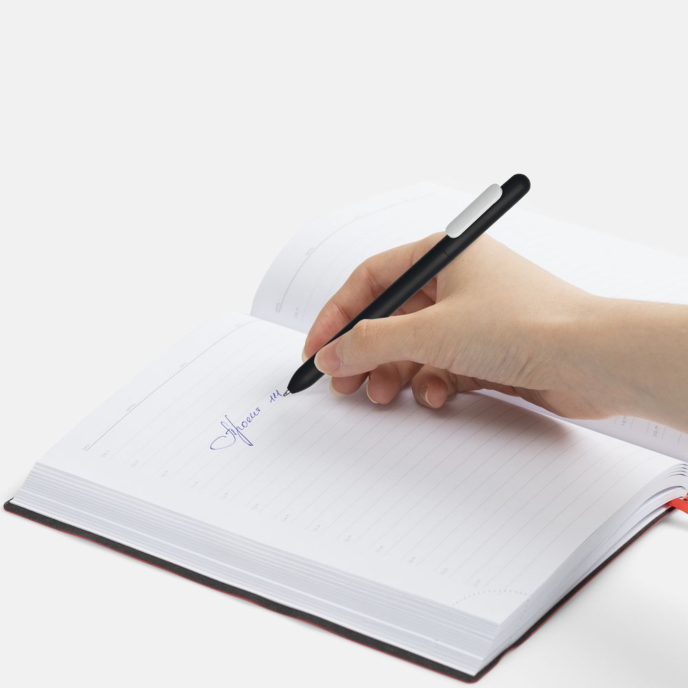 Ручка шариковая Slider Soft Touch, черная с белым / Миниатюра WWW (1000)