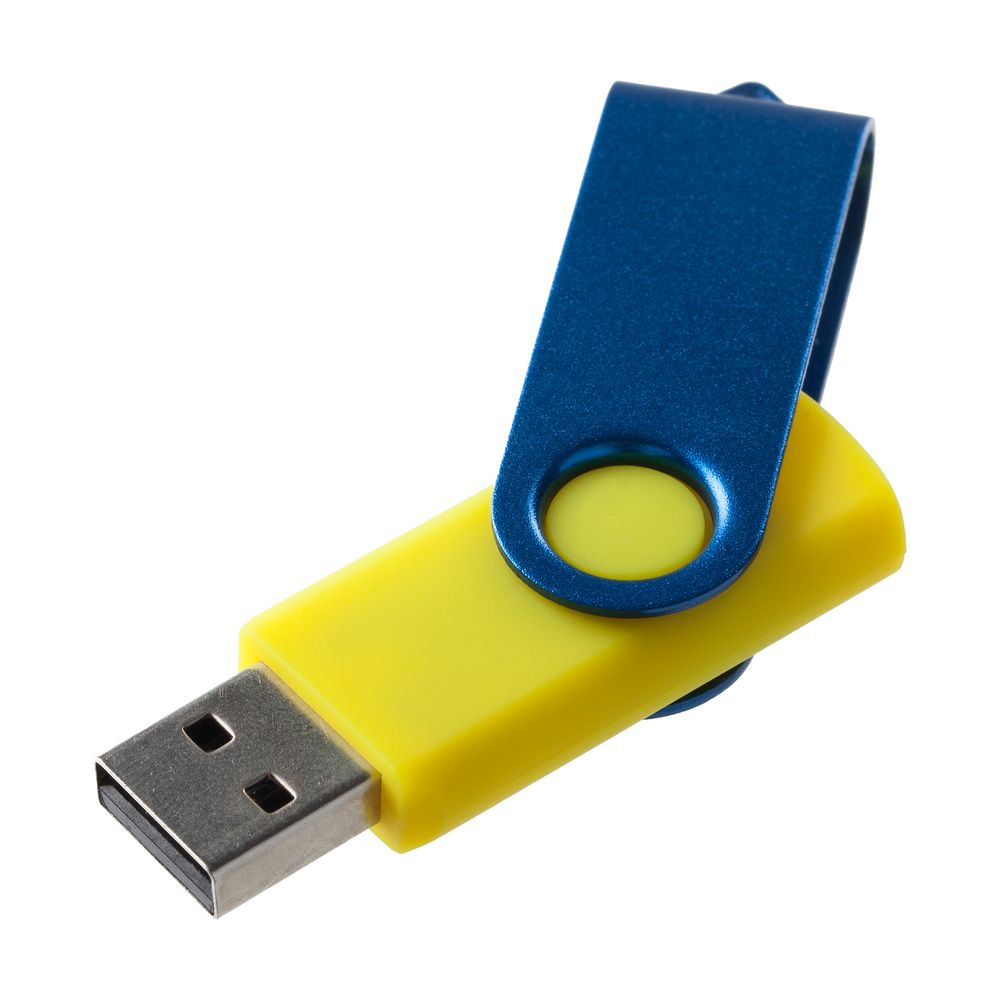 Флешка Twist Color, желтая с синим, 8 Гб / Миниатюра WWW (1000)