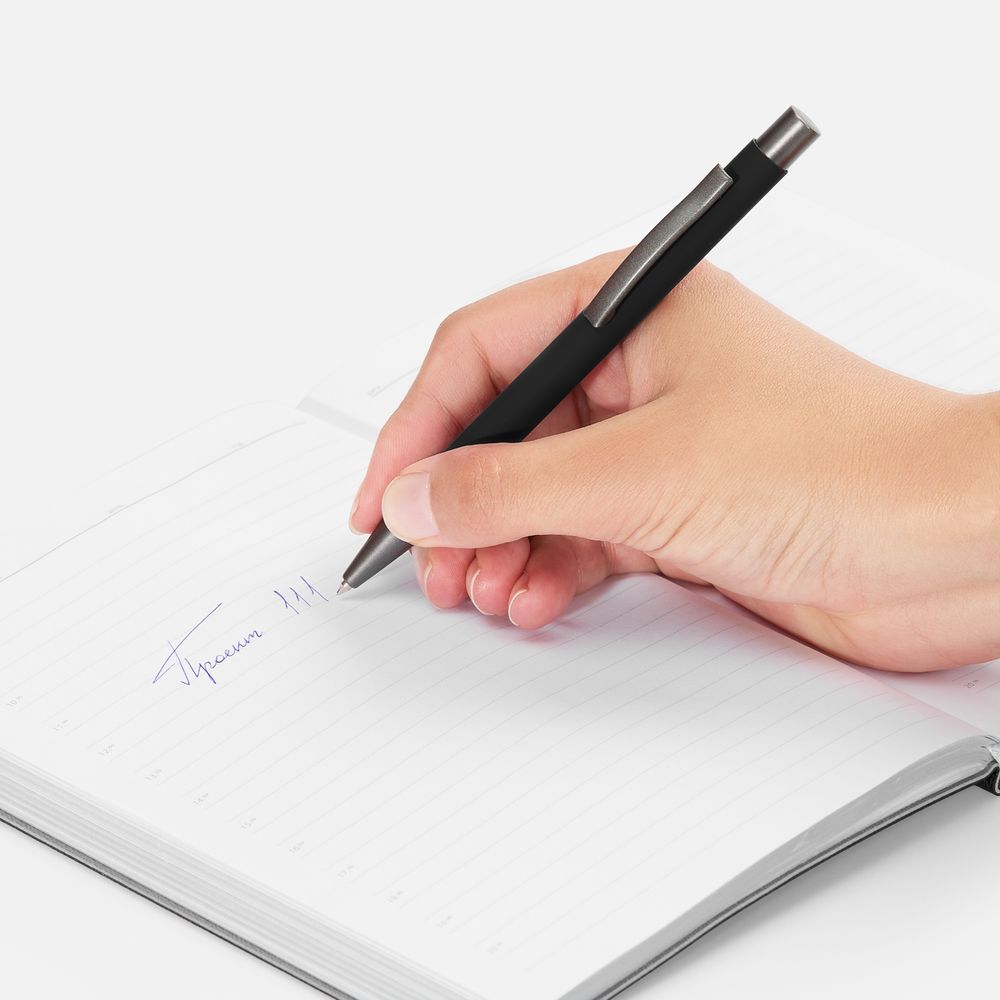 Ручка шариковая Atento Soft Touch, черная / Миниатюра WWW (1000)