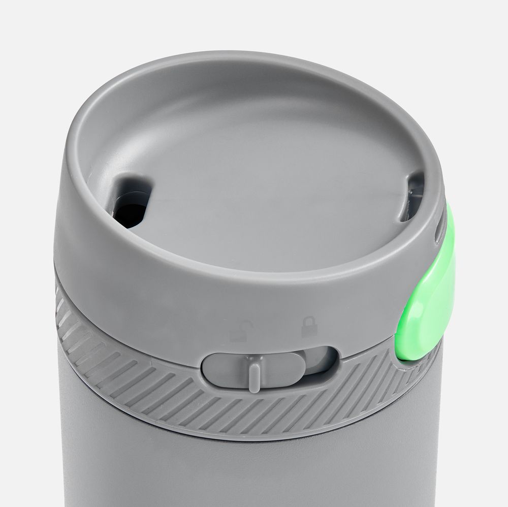 Термостакан X1 с цветной кнопкой, серый с зеленым / Миниатюра WWW (1000)