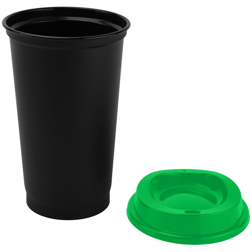 Стакан с крышкой Color Cap Black, черный с зеленым / Миниатюра WWW (1000)