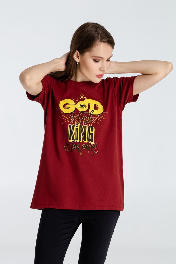 Футболка A God is High, гранатово-красная / Миниатюра WWW (1000)