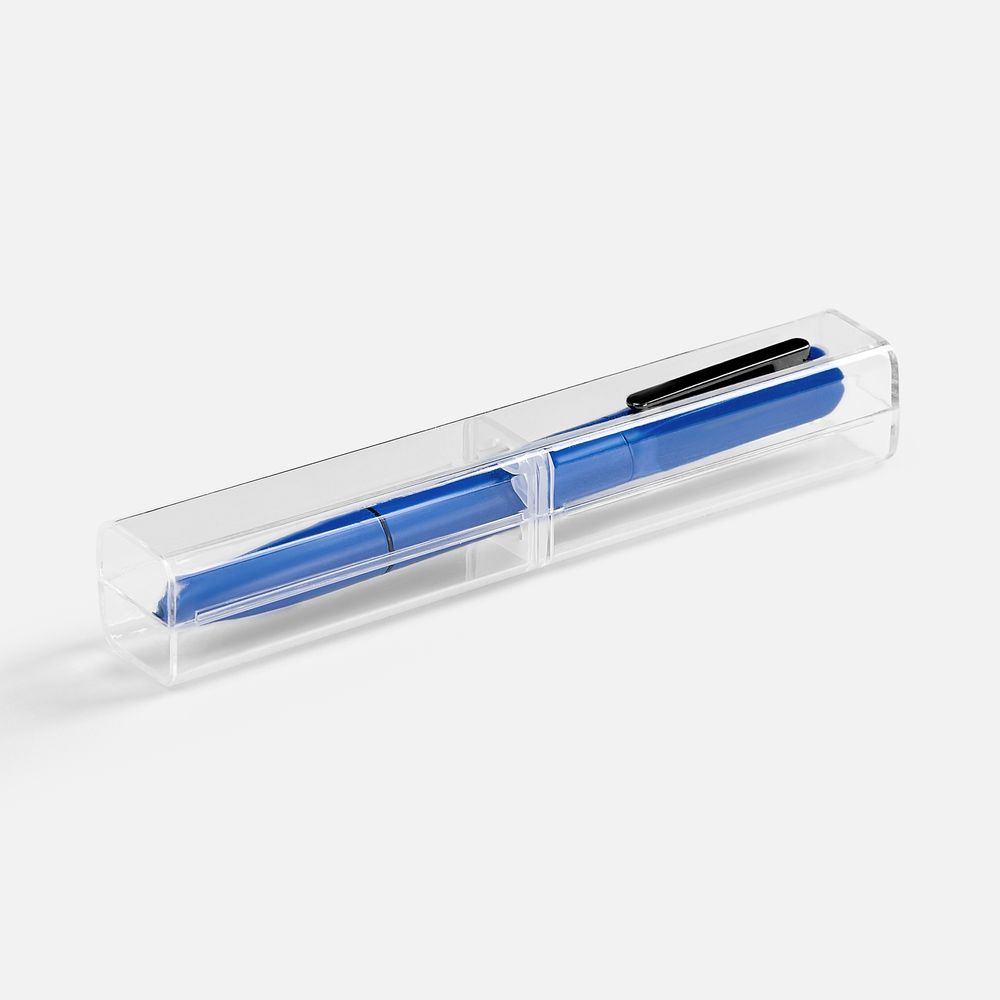 Ручка шариковая Lucenti с подсветкой логотипа, в футляре, синяя / Миниатюра (упак) (1000)