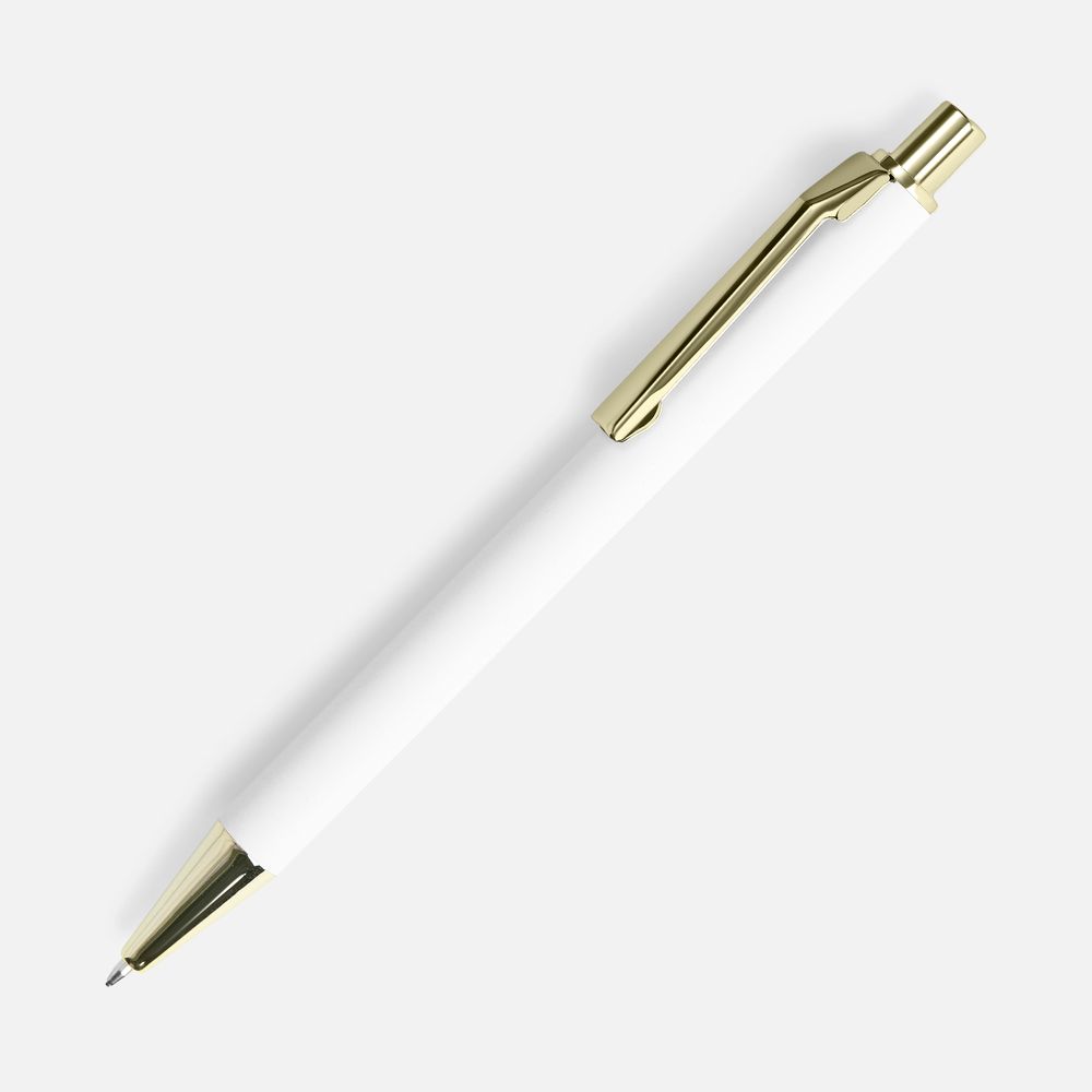 Ручка шариковая Lobby Soft Touch Gold, белая / Миниатюра WWW (1000)