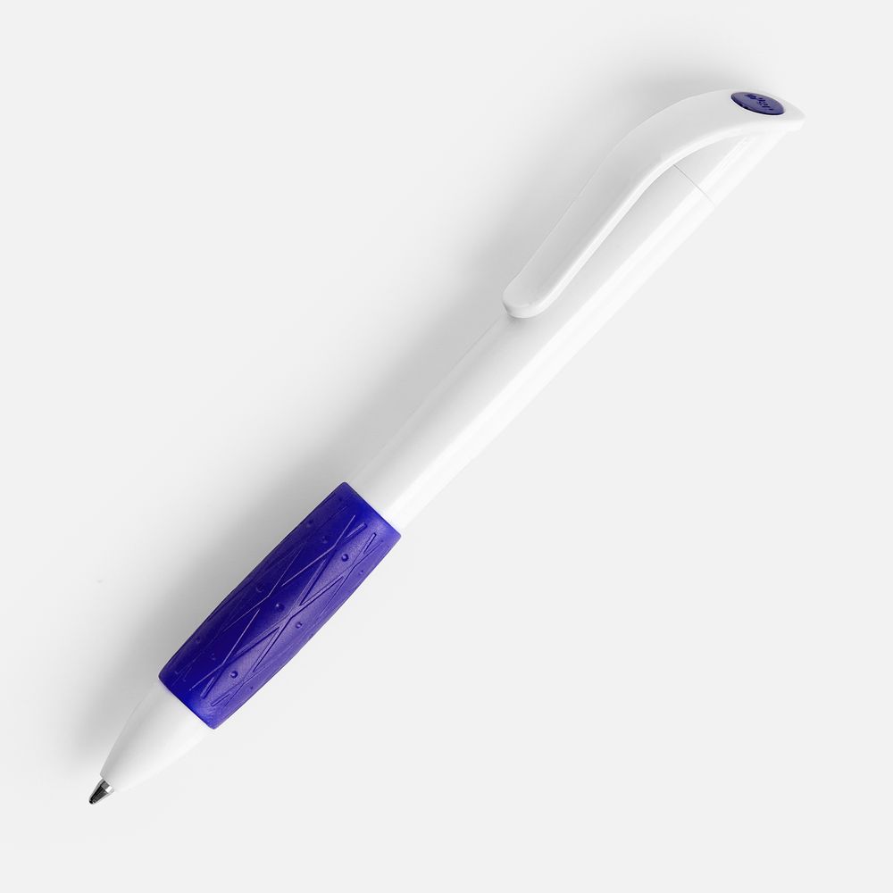 Ручка шариковая Grip, белая с синим / Миниатюра WWW (1000)