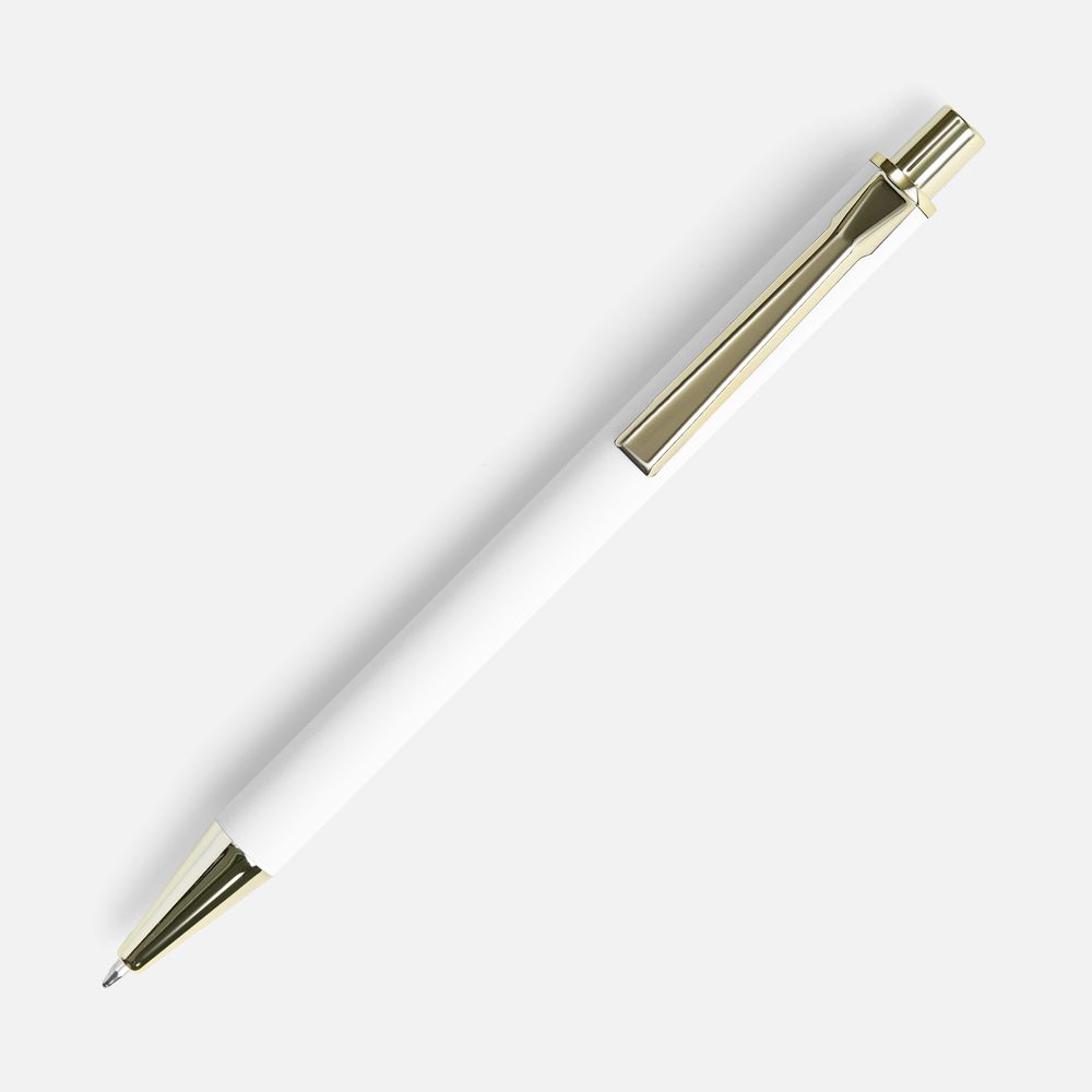 Ручка шариковая Lobby Soft Touch Gold, белая / Миниатюра WWW (1000)