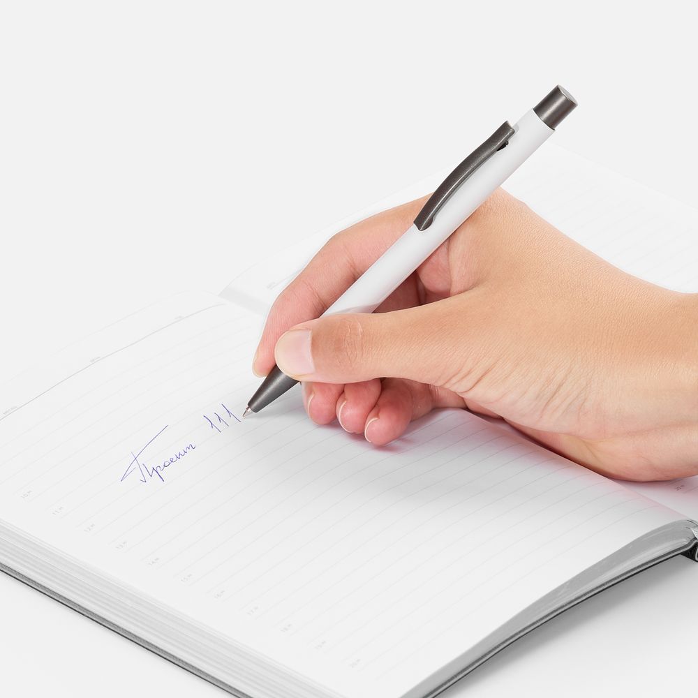 Ручка шариковая Atento Soft Touch, белая / Миниатюра WWW (1000)