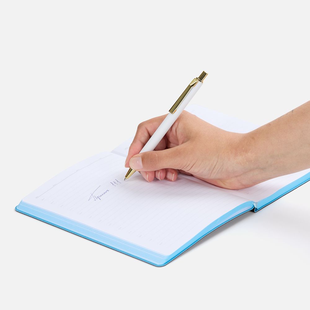 Ручка шариковая Lobby Soft Touch Gold, белая / Миниатюра WWW (1000)