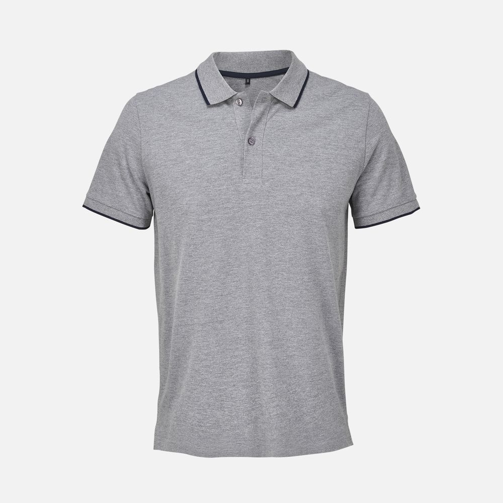 Рубашка поло унисекс Palermo, серый меланж с темно-синим / Миниатюра WWW (1000)