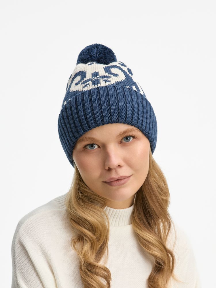 Шапка Wintertude, синяя с белым / Миниатюра WWW (1000)