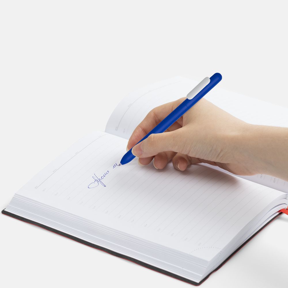 Ручка шариковая Slider Soft Touch, синяя с белым / Миниатюра WWW (1000)