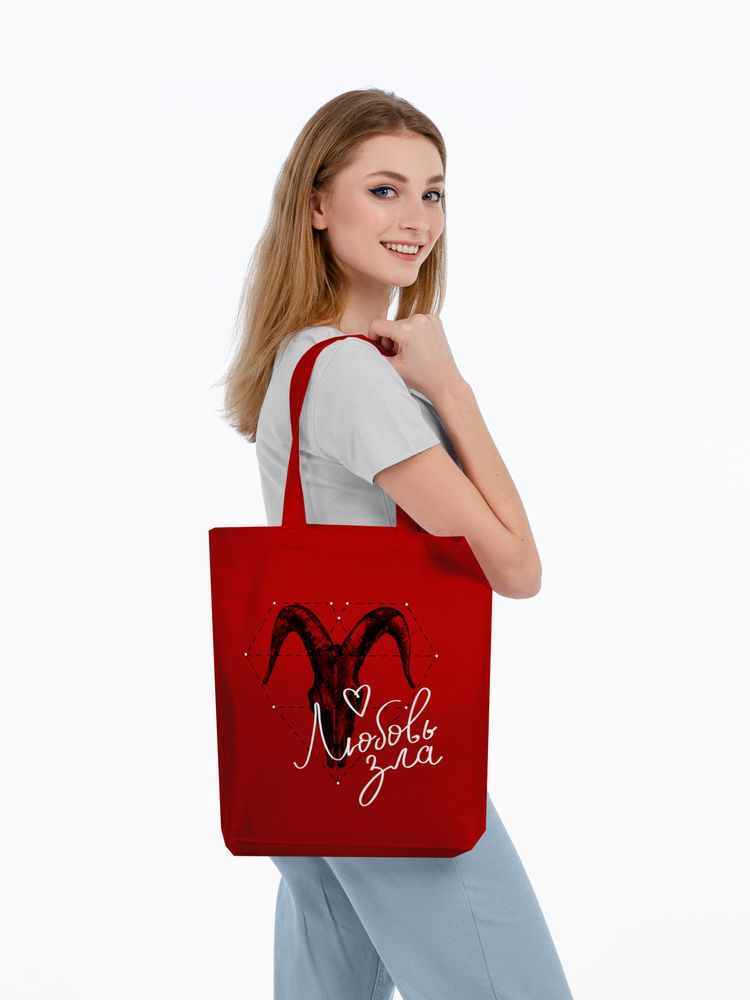 Холщовая сумка «Любовь зла», красная / Миниатюра WWW (1000)