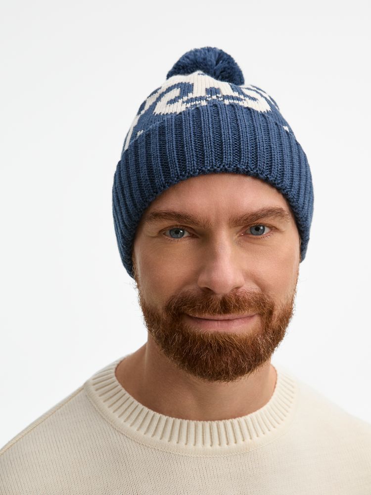 Шапка Wintertude, синяя с белым / Миниатюра WWW (1000)