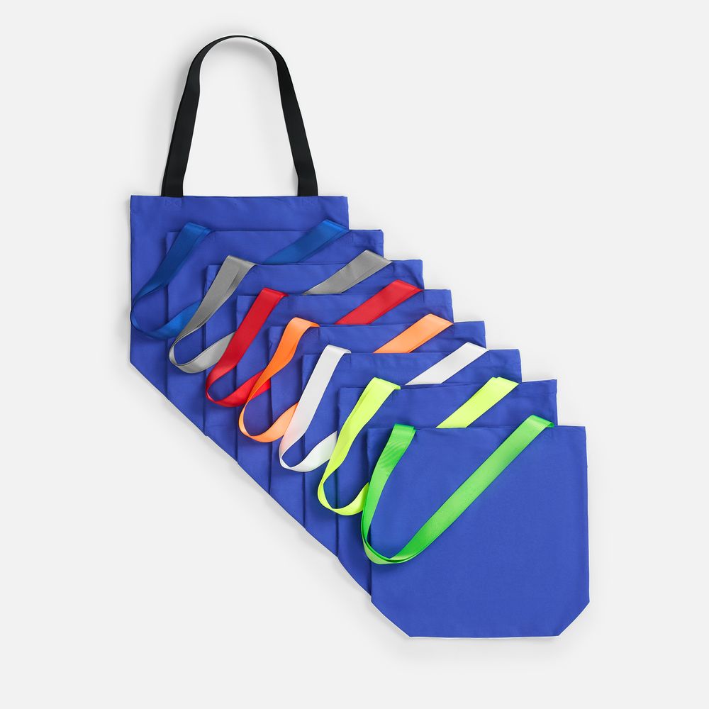 Шопер B5, синий с широкими зелеными ручками / Миниатюра WWW (1000)