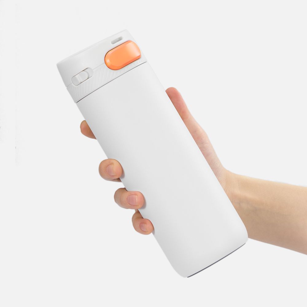 Термостакан X1 с цветной кнопкой, белый с оранжевым / Миниатюра WWW (1000)